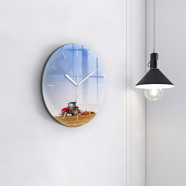 Horloge ronde Un agriculteur sur un tracteur
