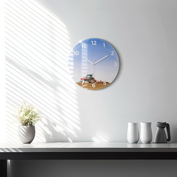 Horloge ronde Un agriculteur sur un tracteur