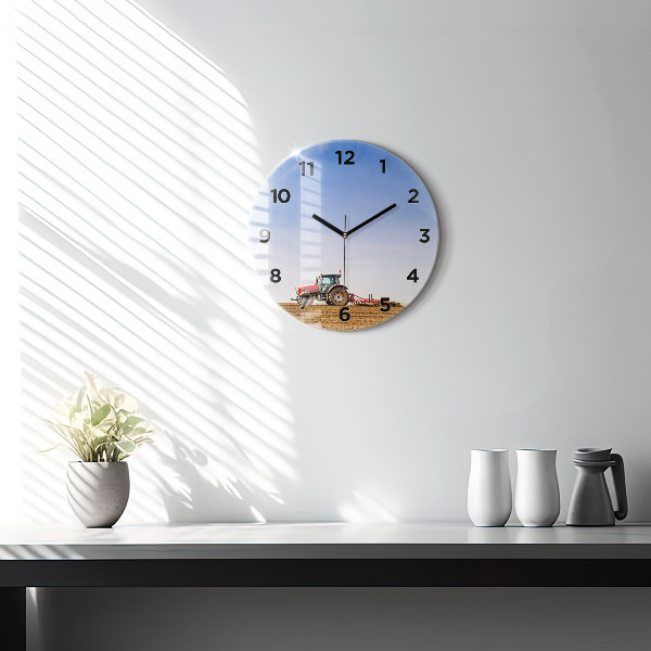 Horloge ronde Un agriculteur sur un tracteur