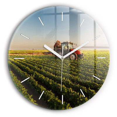 Horloge ronde Tracteur dans un champ agricole
