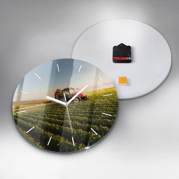 Horloge ronde Tracteur dans un champ agricole