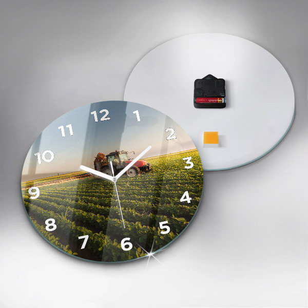 Horloge ronde Tracteur dans un champ agricole