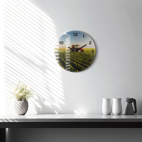 Horloge ronde Tracteur dans un champ agricole