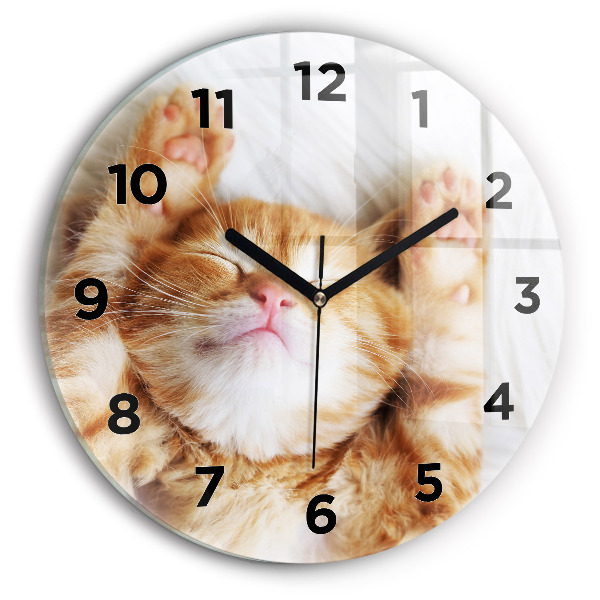 Horloge ronde Petit chaton endormi