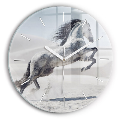Horloge ronde Cheval blanc au galop