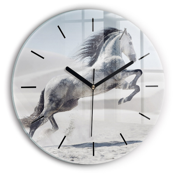 Horloge ronde Cheval blanc au galop