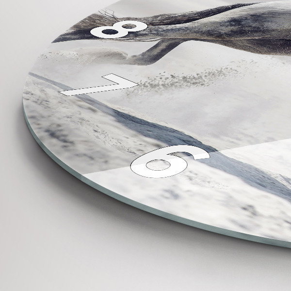 Horloge ronde Cheval blanc au galop