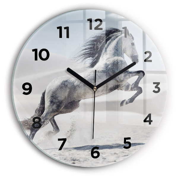 Horloge ronde Cheval blanc au galop