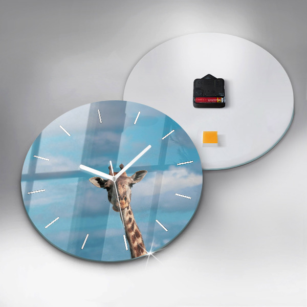Horloge ronde Tête de girafe contre le ciel