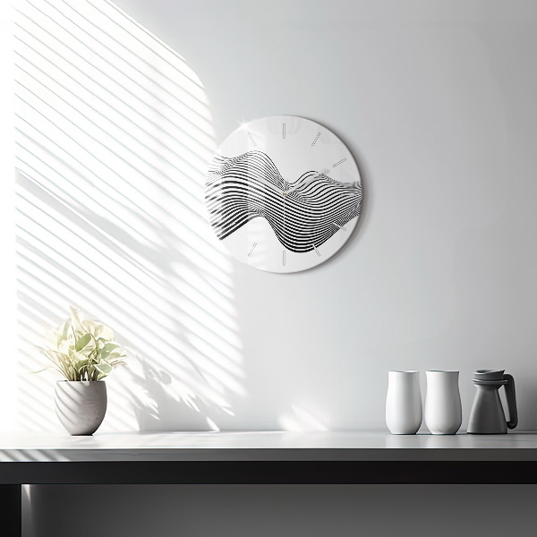 Horloge ronde Art en noir et blanc