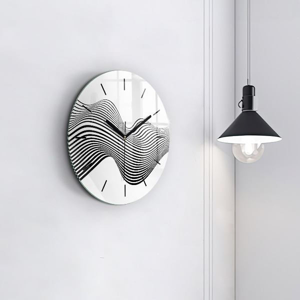 Horloge ronde Art en noir et blanc