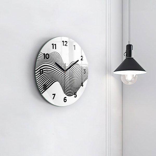 Horloge ronde Art en noir et blanc
