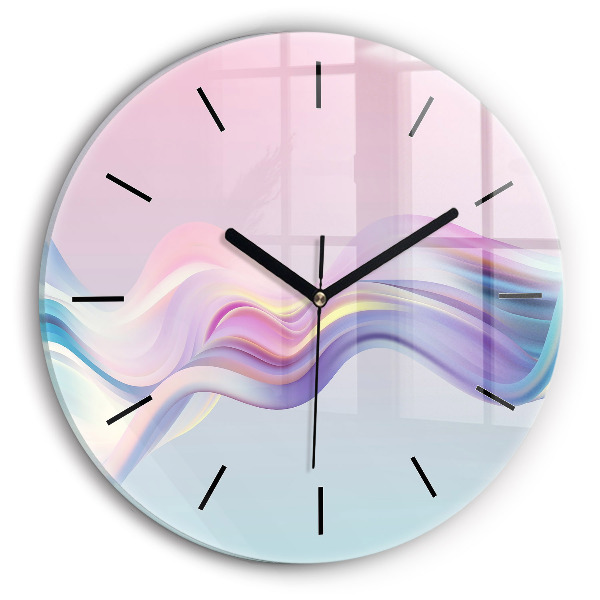 Horloge ronde Abstraction de vague pastel