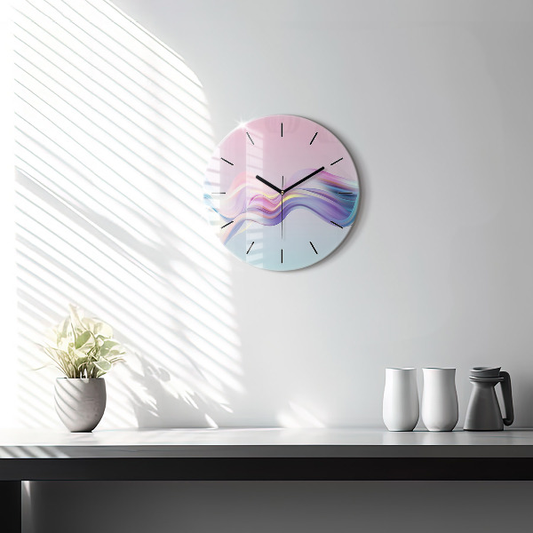 Horloge ronde Abstraction de vague pastel