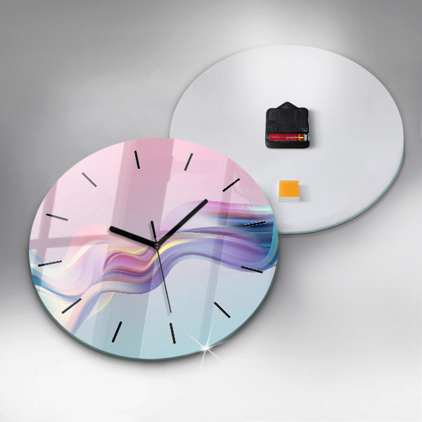 Horloge ronde Abstraction de vague pastel
