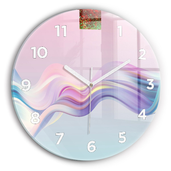 Horloge ronde Abstraction de vague pastel