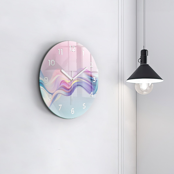 Horloge ronde Abstraction de vague pastel