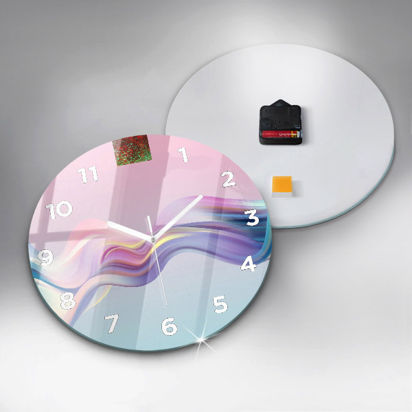 Horloge ronde Abstraction de vague pastel