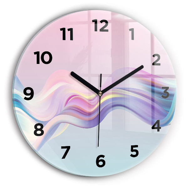 Horloge ronde Abstraction de vague pastel