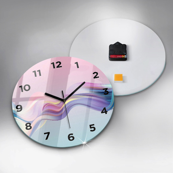 Horloge ronde Abstraction de vague pastel