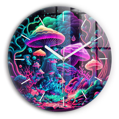 Horloge ronde Champignons néon