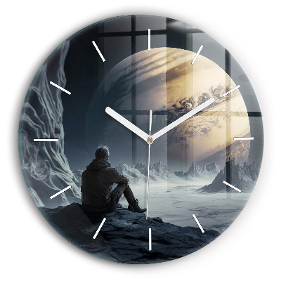 Horloge ronde 'L''homme devant la lune'