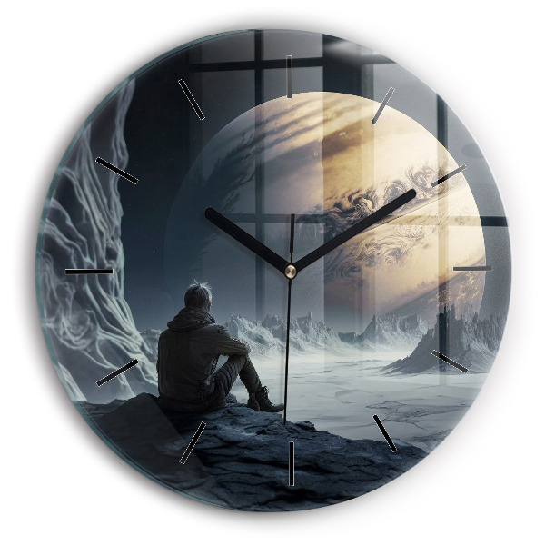 Horloge ronde 'L''homme devant la lune'