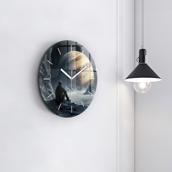 Horloge ronde 'L''homme devant la lune'