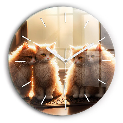 Horloge ronde Quatre chatons au soleil