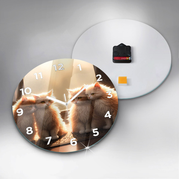 Horloge ronde Quatre chatons au soleil