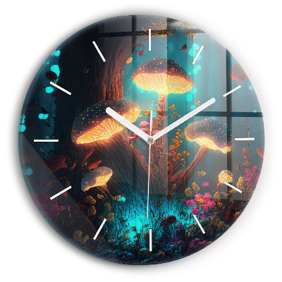 Horloge ronde Forêt et champignons magiques