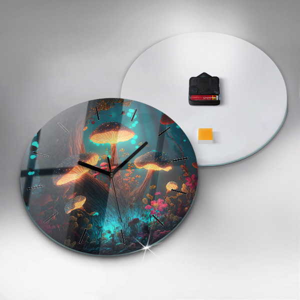 Horloge ronde Forêt et champignons magiques