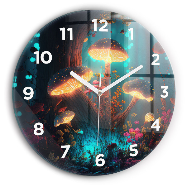Horloge ronde Forêt et champignons magiques