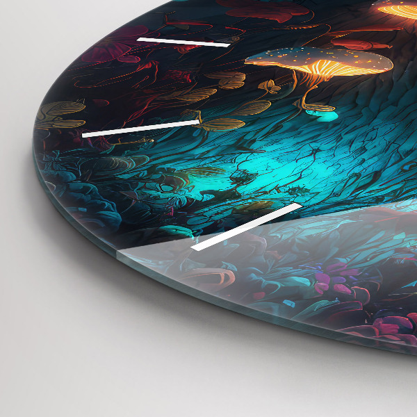 Horloge ronde Forêt et champignons magiques