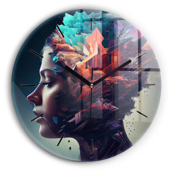 Horloge ronde Femme abstraite