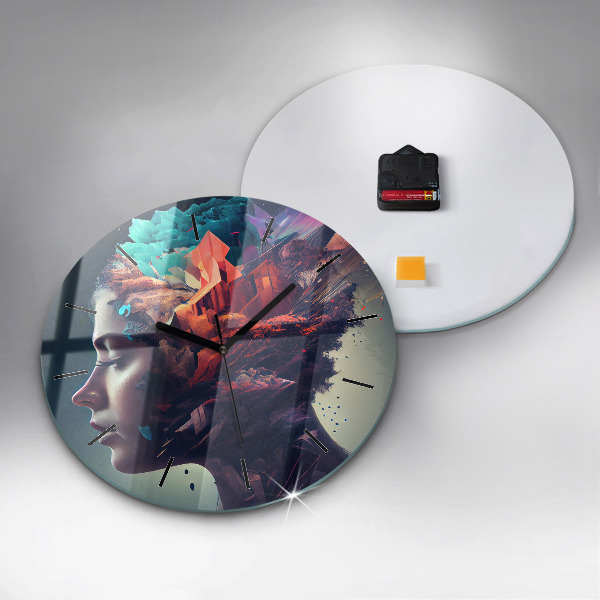 Horloge ronde Femme abstraite