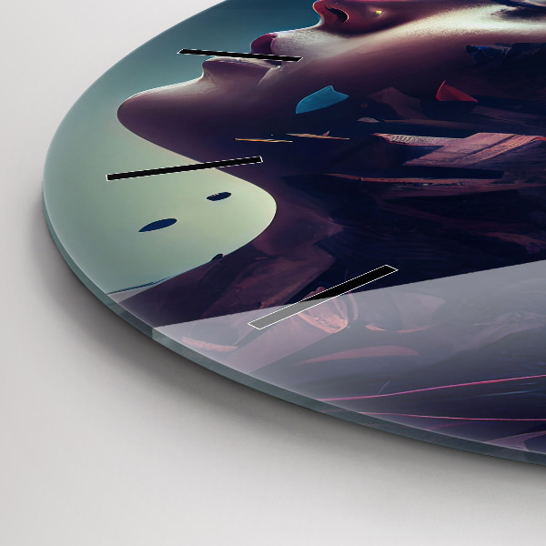 Horloge ronde Femme abstraite