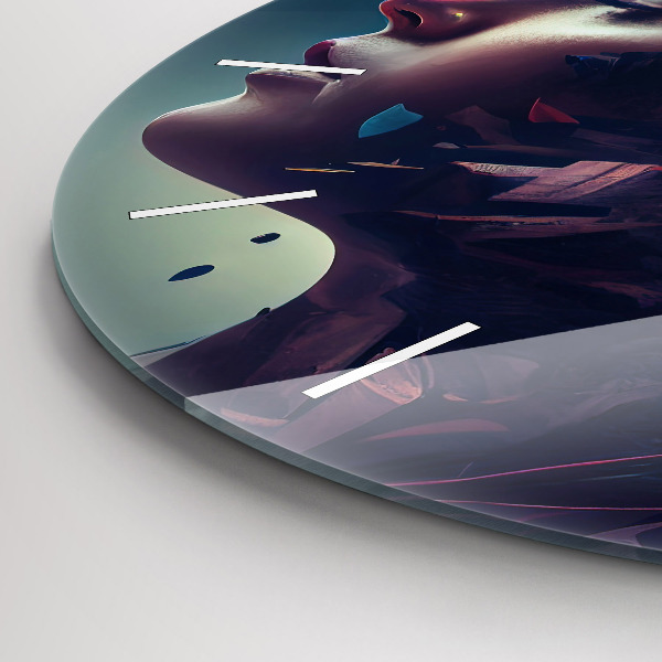 Horloge ronde Femme abstraite