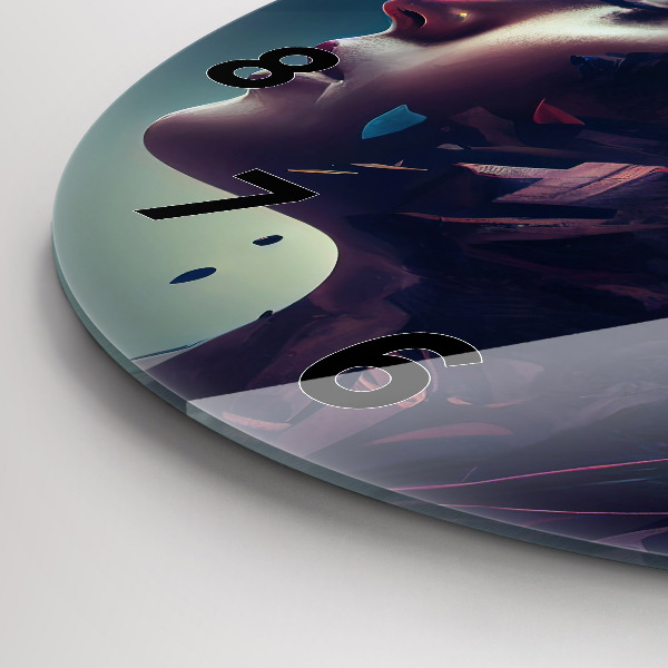 Horloge ronde Femme abstraite