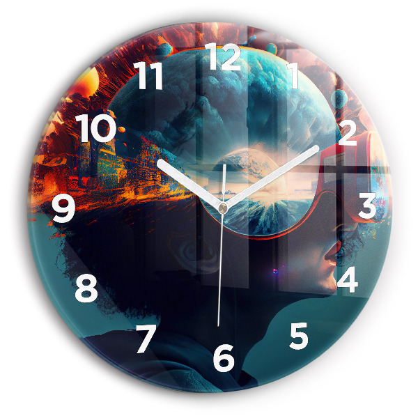 Horloge ronde Monde futuriste