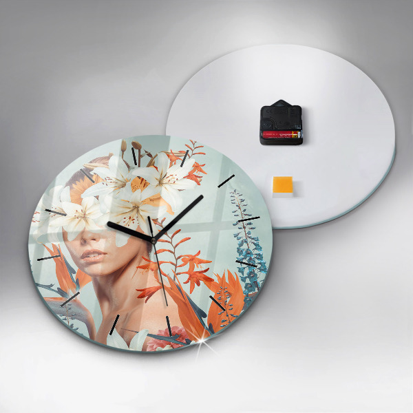 Horloge ronde Femme avec des fleurs