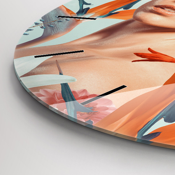 Horloge ronde Femme avec des fleurs