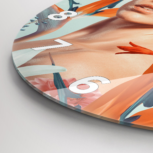 Horloge ronde Femme avec des fleurs