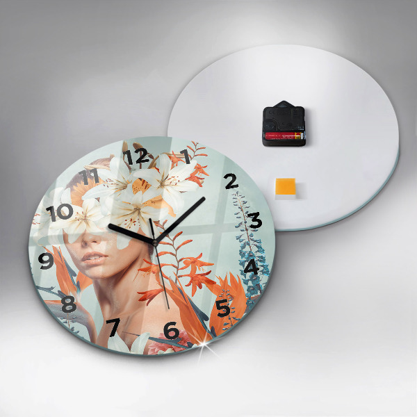Horloge ronde Femme avec des fleurs