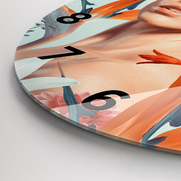 Horloge ronde Femme avec des fleurs