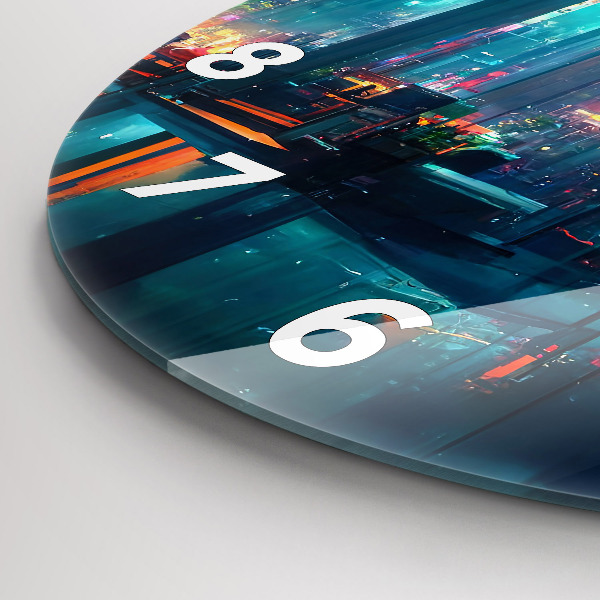 Horloge ronde Ville de style cyberpunk
