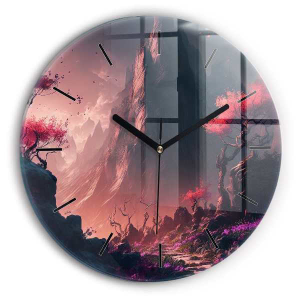 Horloge ronde Forêt et montagnes magiques