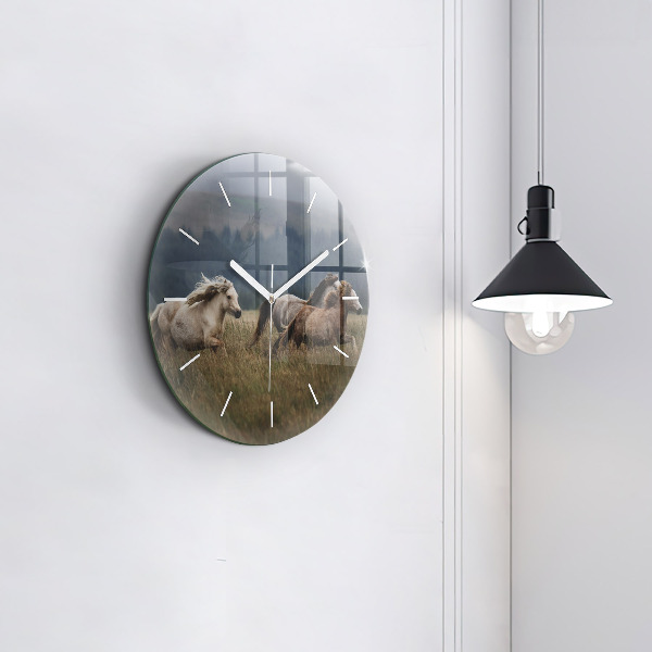 Horloge ronde Chevaux au galop
