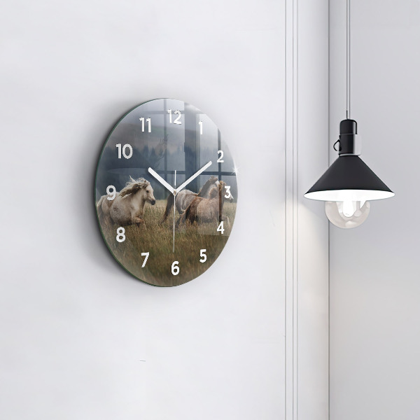 Horloge ronde Chevaux au galop