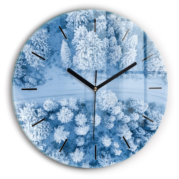 Horloge ronde Forêt en hiver